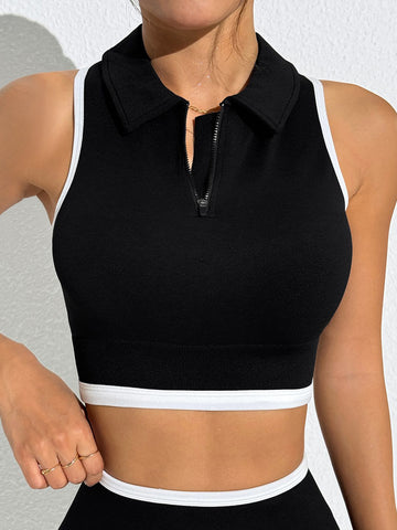 ZASUWA Female Stand Up Collar Zipper Quick Dry Tank