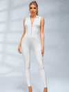 ❤ZASUWA Female Sexy Sheer Mesh Back Deep V Back Scrunch Bum Zipper Jumpsuit