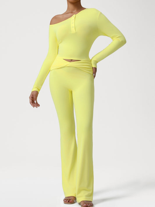 ZASUWA Female Solid Color Casual Folds Buttons Tracksuit