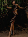 ZASUWA Female Snake Print Cutout Split DressX ANECHKAANNN ⭐