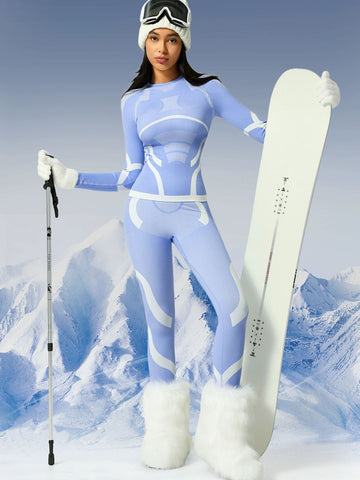 ZASUWA Female Quick Dry Warm Contrast Color Elastic Tight Ski Tracksuit