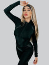 ❤ZASUWA Female Faux Leather Zipper Stand Collar Jumpsuit