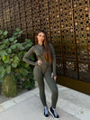ZASUWA Female Trendy Zipper Peach Booty Jumpsuit