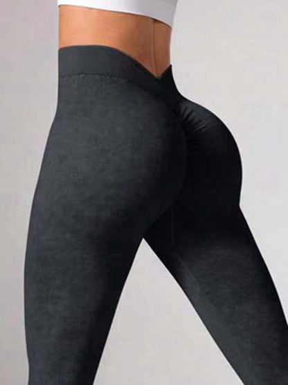 Denim Deep V Back Scrunch Bum Leggings