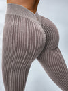 ZASUWA Female V-shaped Waist Ribbed High-waisted Hip-lift Scrunch Bum Leggings