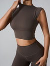 ZASUWA Female Solid Color Basic Must-have Cropped Short Sleeves