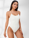 ZASUWA Female Sleeveless Ribbed Adjustable Straps Short Bodysuit