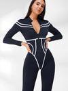 ❤ZASUWA Female Trendy Zipper Stripes Jumpsuit