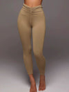 ZASUWA Female Solid Color Unique Folds V Shape Waist Leggings