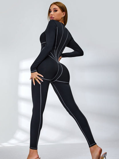 Bauchkontrolle Reißverschluss Po-Push-Up Jumpsuit