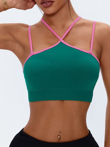 ZASUWA Female Cross Back Contrast Color Sports Bras