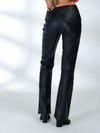 Sexy Faux Leather Push Up Design Lace-up Split Leggings