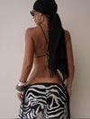 ZASUWA Female Sexy Starfish Zebra Print 3-Pieces Bikini Set