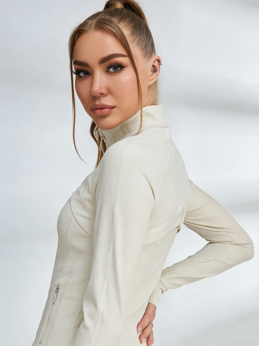 Zipper Stand Up Collar Thumbholes Jackets