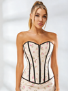 Zipper Flower Print Lace-up Shapewear