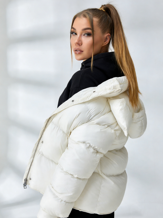 Pocket Zipper Warm With Hat Coat Jacket