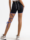 ZASUWA Female Contrast Color Lace-up Quick Dry Elastic Tight High-rise Shorts