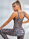 Leopard Print U Collar Jumpsuit
