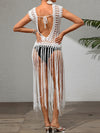 ZASUWA Female Sexy Fishnet Hollow Out Tassel Without Bikini Set Swimwear Cover-up