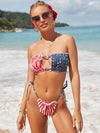 ZASUWA Female Sexy Flags Print Hollow Out Backless Bikini Set