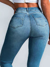 ZASUWA Female Sexy Denim Elastic Tight Pocket Cargo Leggings