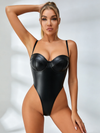 Sexy Glossy Faux Leather Bodysuit