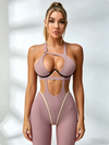 Sexy Contrast Color Stripe Hollow Out Romper