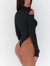 🖤ZASUWA Female Sexy Hollow Out Off Shoulder Zipper Long Sleeve Bodysuit
