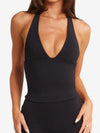 ZASUWA Female Solid Color V-neck Halter Backless with Chest Pads Quick Dry Tank