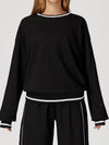 ZASUWA Female Contrast Color Casual Loose Round Neck Hoodie