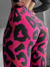 V-shaped Waist Contrast Color Leopard Print Flare Leggings