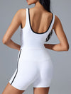 ZASUWA Female V-neck Contrast Color Stripes with Chest Pads High-rise Push Up Design Short Tracksuit