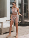 ZASUWA Female Sexy Diamond Fishnet Set Beach Dress Without Bikini