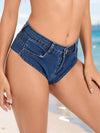 ZASUWA Female Sexy Denim Pocket Elastic Tight Shorts