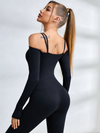 U Collar Scrunch Bum Elastic Tight Jumpsuit