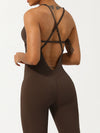 ZASUWA Female Cross Back Hollow Out Adjustable Strap Backless Corset Quick Dry Jumpsuit