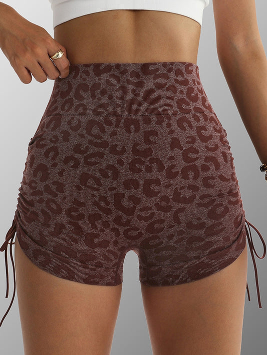 ZASUWA Female Leopard Print Drawstring Quick Dry Shorts