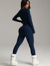 ZASUWA Female Sexy Solid Color Zipper Fleece Jumpsuit