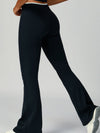 ZASUWA Female Contrast Color V-shaped Waist Folds Lace-up Flare Leggings