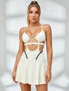 Cutout Ribbed Active  Dress With Contrast Piping