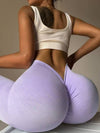 ZASUWA Female Solid Color Deep V Back Scrunch Bum Leggings