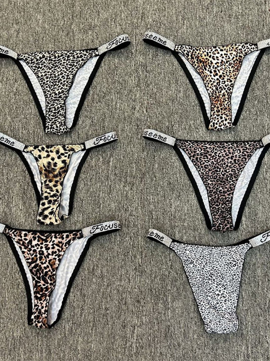 ZASUWA Female Sexy Crystal Leopard Print Panties