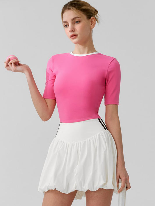 ZASUWA Female Stripe Fluffy Tennis Skirts Suit