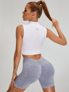 ZASUWA Female Deep V Back Faux Denim Scrunch Bum Spandex Gym Booty Shorts