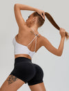 ZASUWA Female Halter Folds Pleated Backless Sports Bras