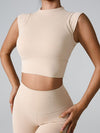ZASUWA Female Solid Color Basic Must-have Cropped Short Sleeves