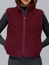 ZASUWA Female Fleece Zipper Pocket Stand Up Collar Vest Jacket