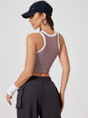 ZASUWA Female U Collar Contrast Color Stripe Quick Dry Tank