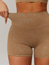 ZASUWA Female High-rise Hot Stamping Print Quick Dry Scrunch Bum Booty Shorts