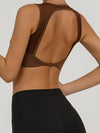 ZASUWA Female Solid Color Hollow Out Mesh Splicing Twist Sports Bras